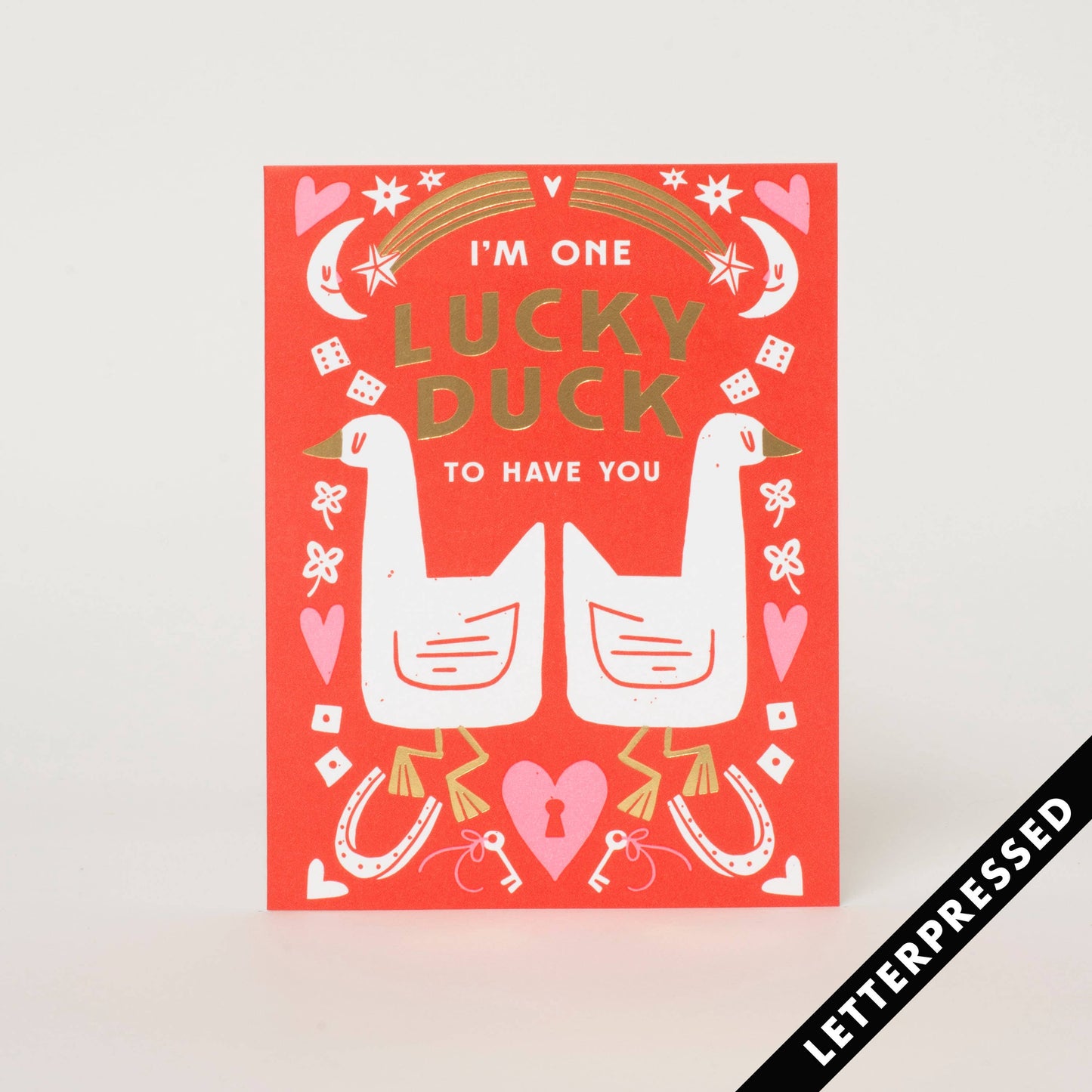 Lucky Duck Love Letterpress Card