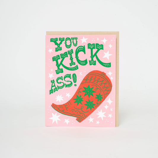 Kick Ass Cowboy Boot Letterpress Card