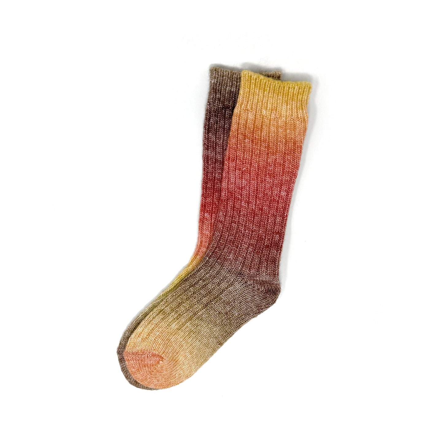 Rainbow Unicorn Birthday Surprise - Ombre Sunset Socks - Yellow / Red / Brown