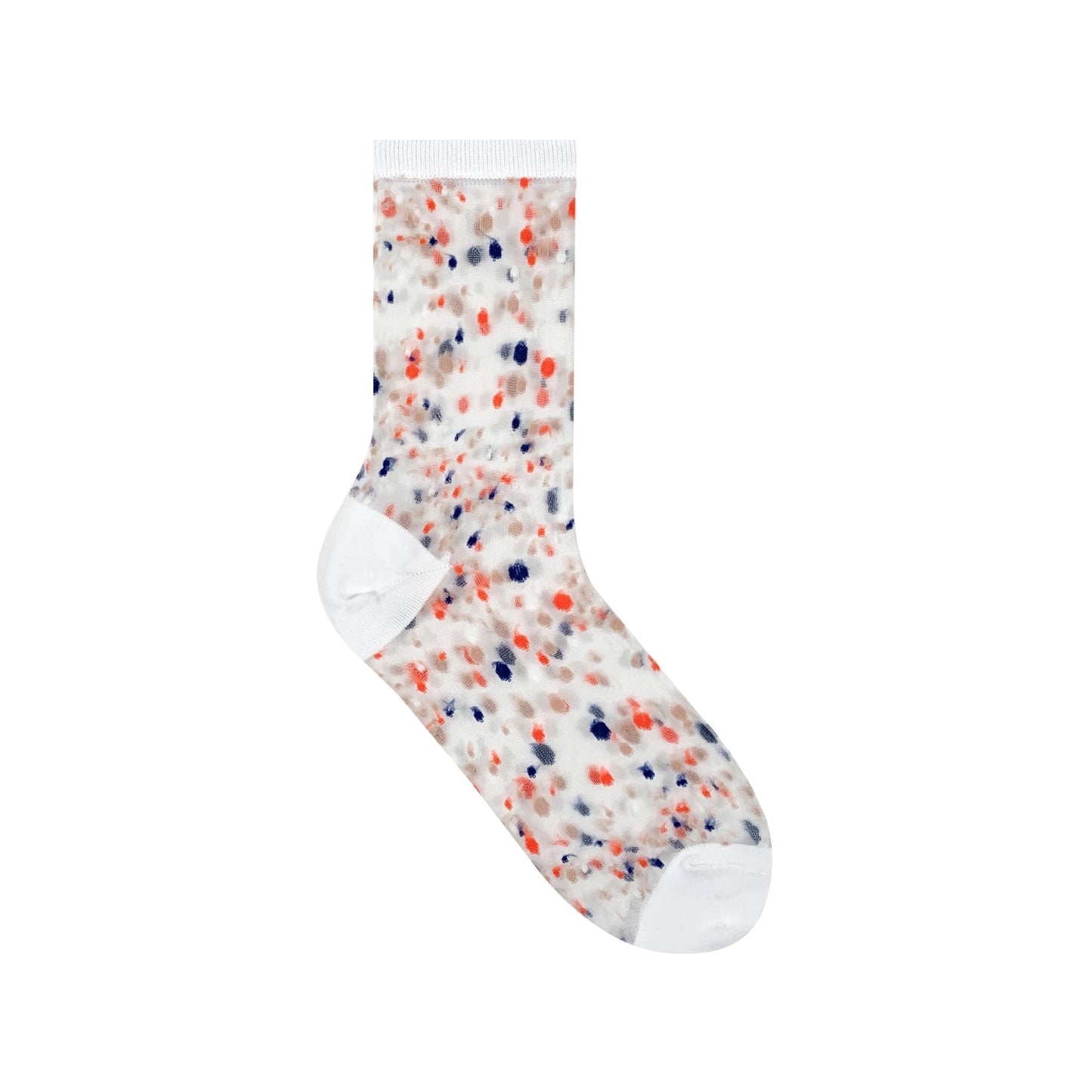 7DAYSSOCKS - Women's Crew Sheer Multi See-Through Dots Socks 7KC14-2