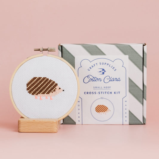 Cotton Clara Beginner Hedgehog Cross Stitch Kit