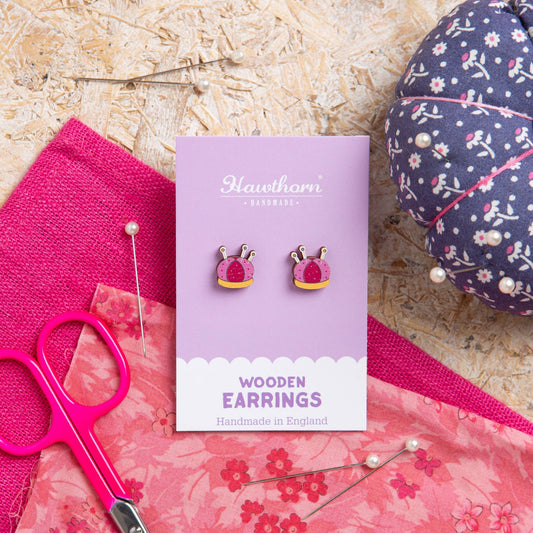 Pincushion Wooden Earrings