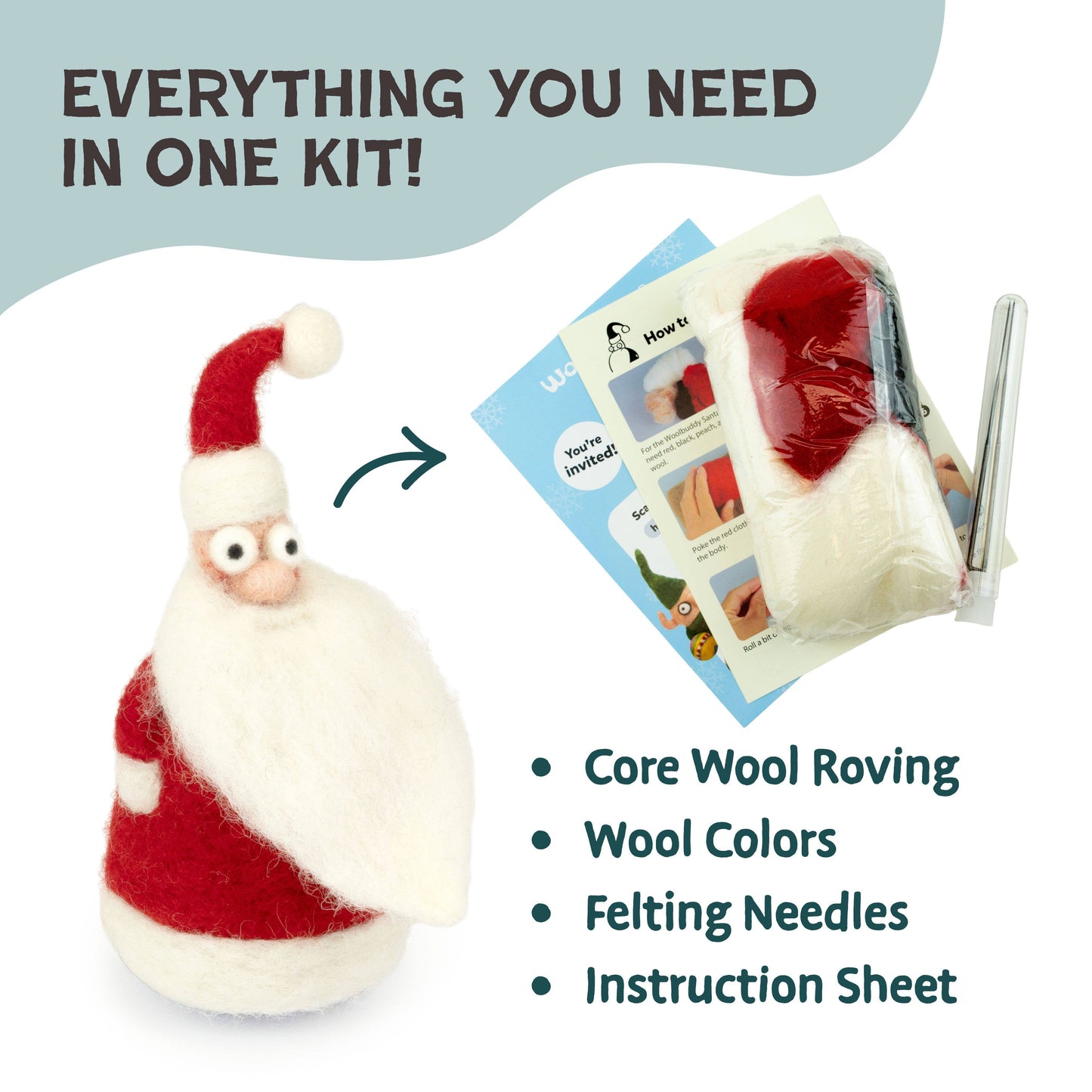Woolbuddy DIY Needle Felting Kit - Santa
