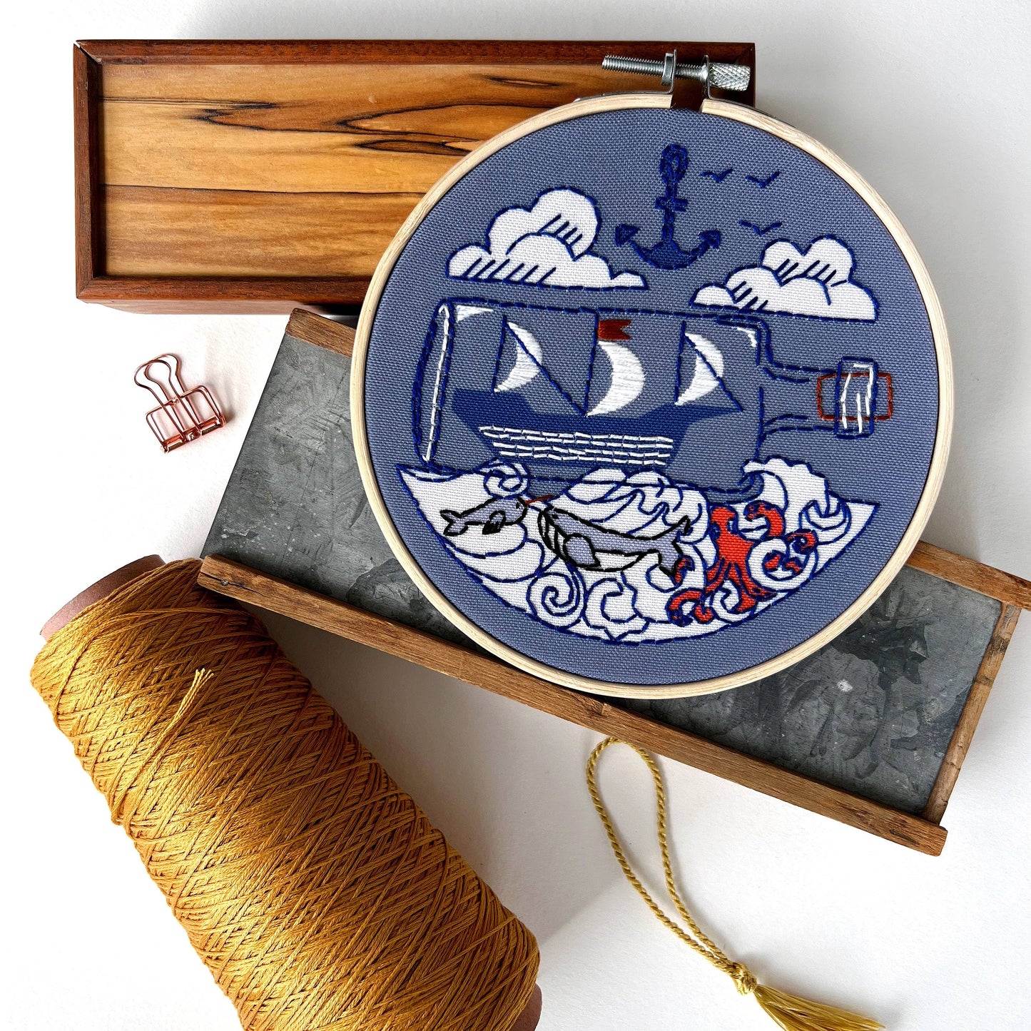 Rikrack Ship Embroidery Kit
