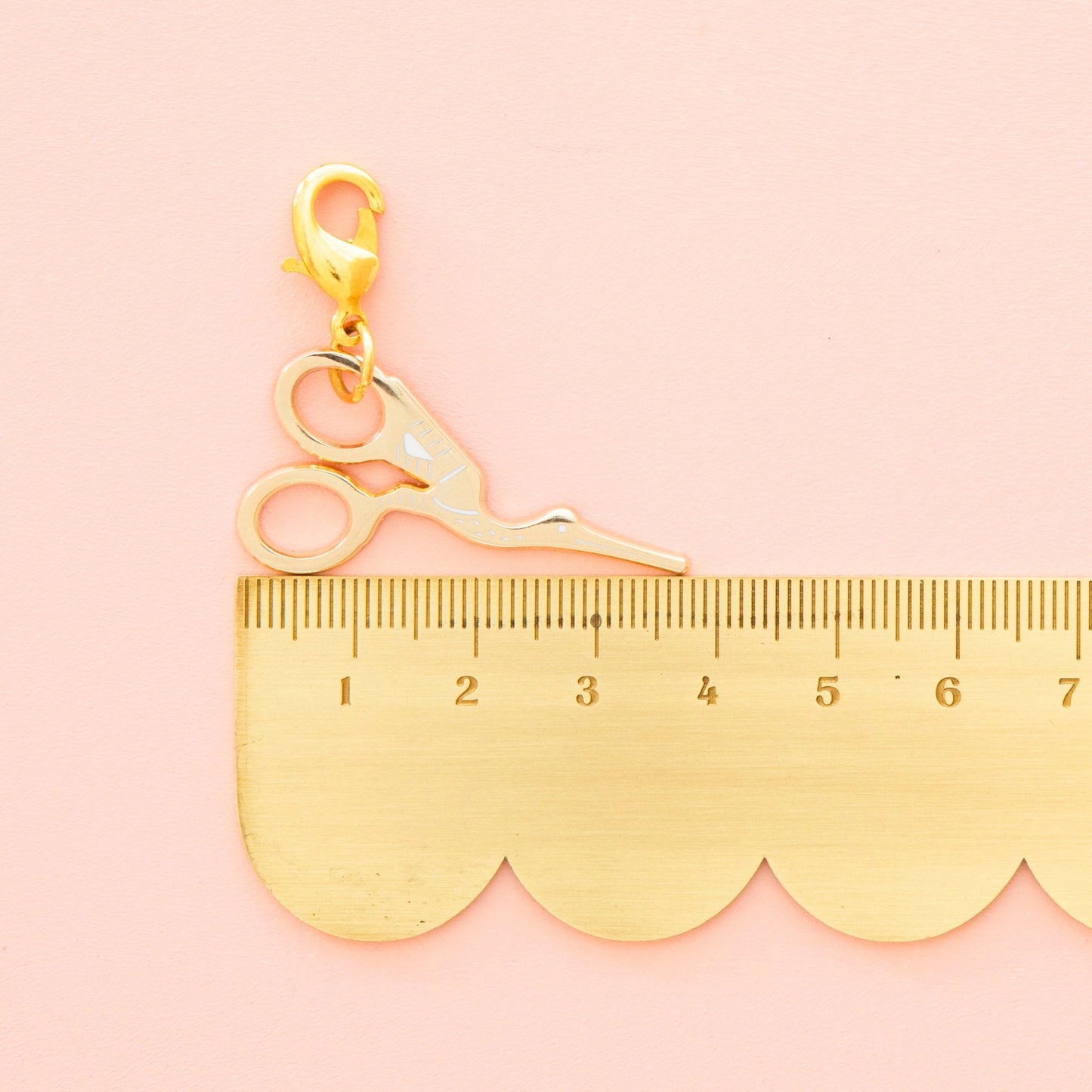 Sarah Hearts Gold Stork Scissor Zipper Charm