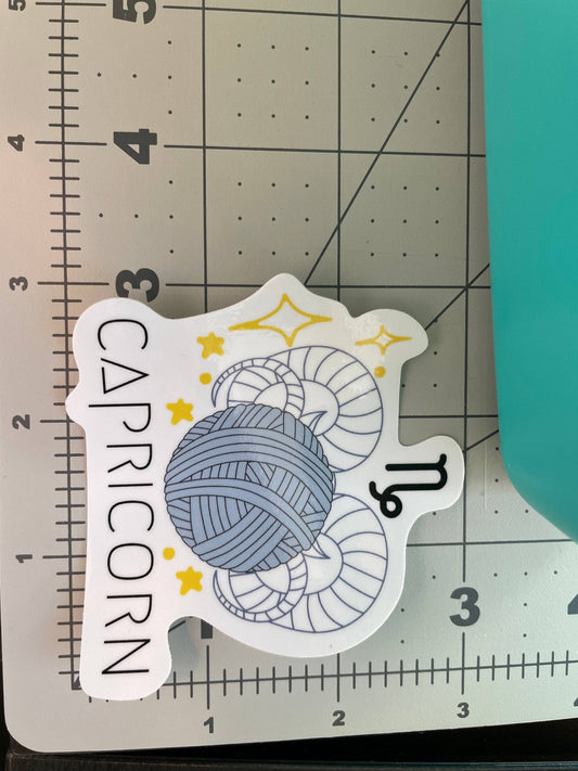 Vinyl Sticker Yarn Zodiac Astrology - Capricorn Crochet Knit
