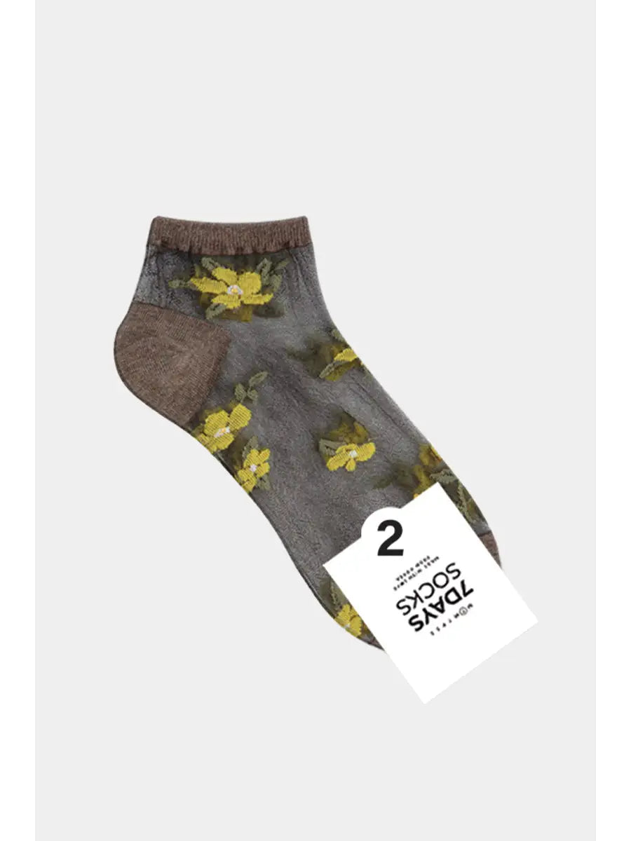 7DAYSSOCKS - Women's Ankle Sheer Flower Socks - W-S-050-2