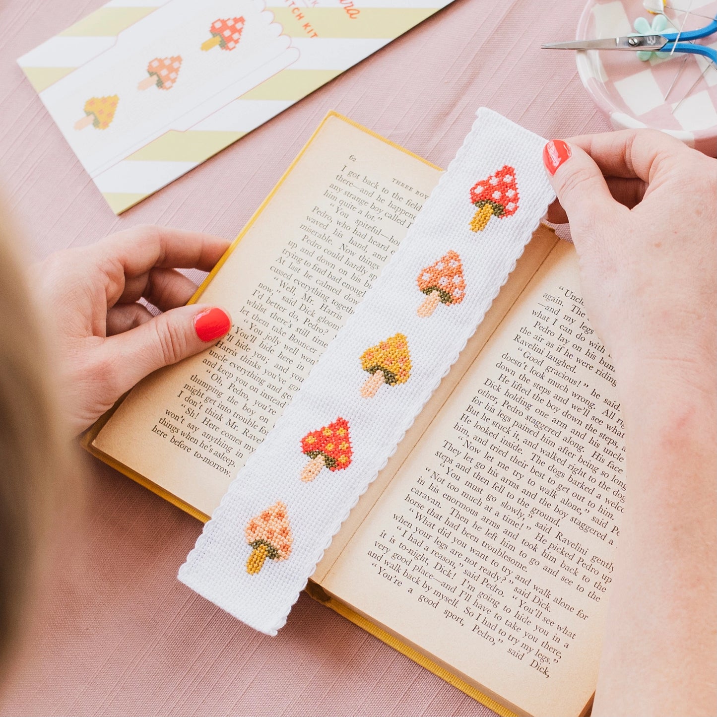 Cotton Clara Beginner Toadstool Cross Stitch Bookmark Kit