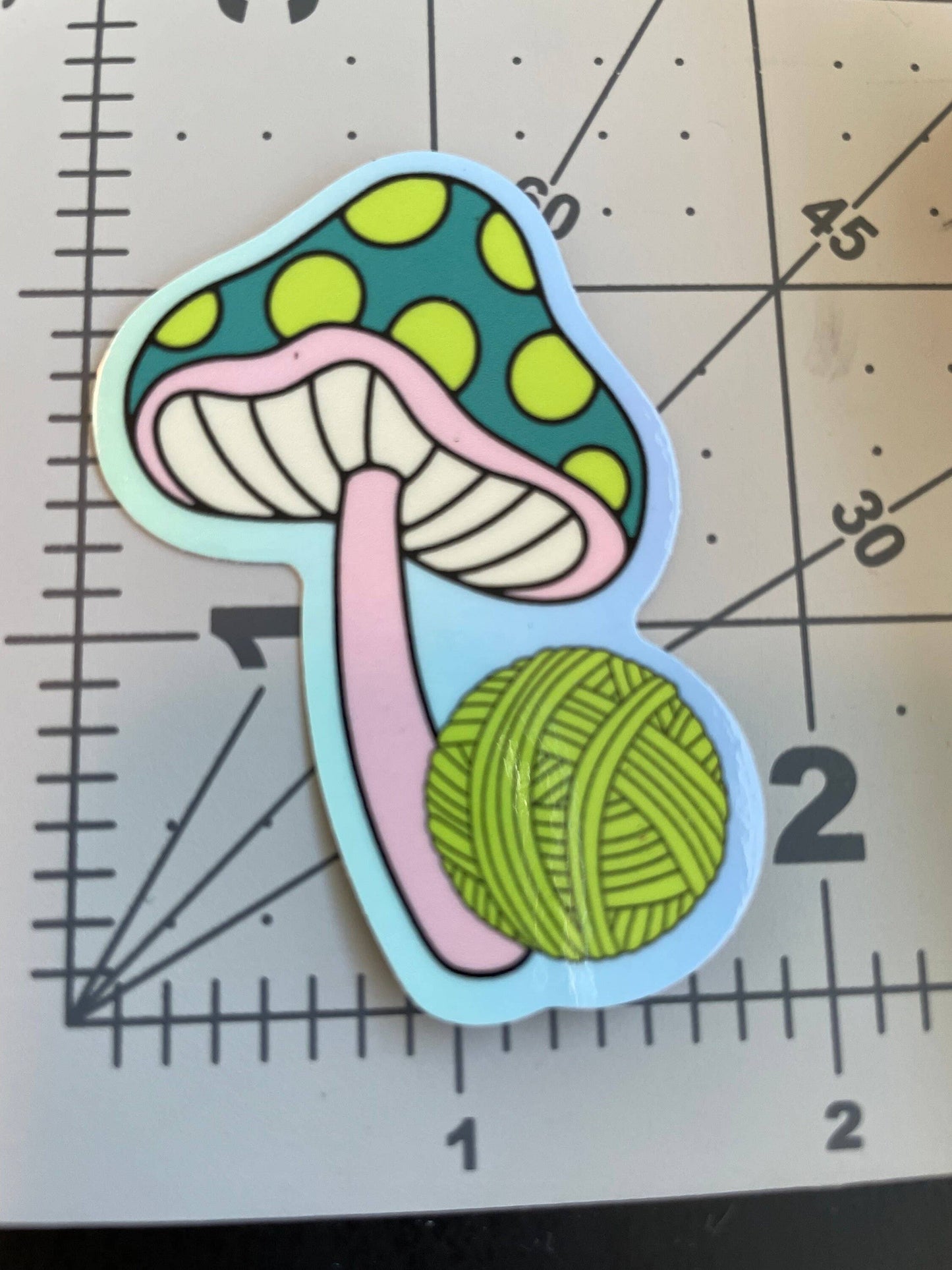 Vinyl Sticker - Mushroom Yarn Ball Spore - Crochet Knitting