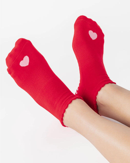 Pointe Studio -  Women's Love Full Foot Grip Sock Pink Red