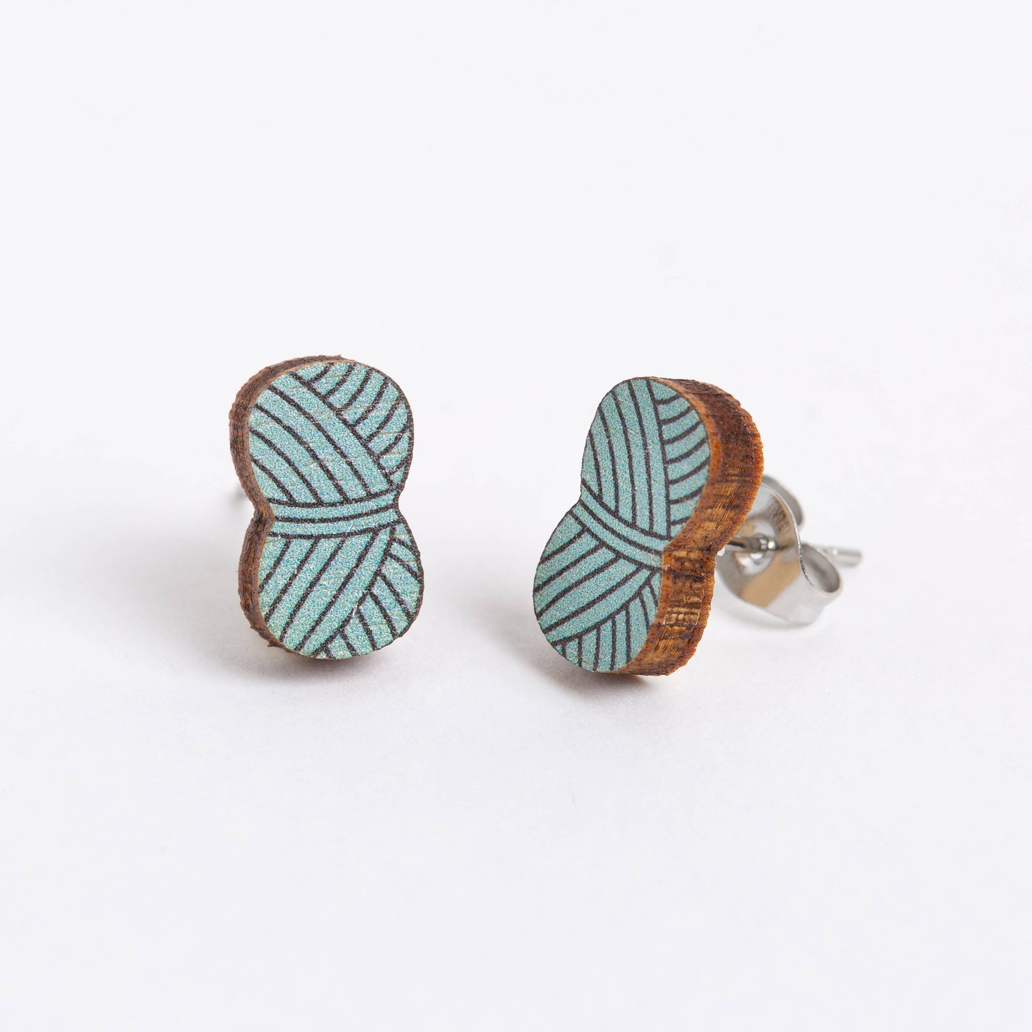 Ball of Yarn Wooden Earrings