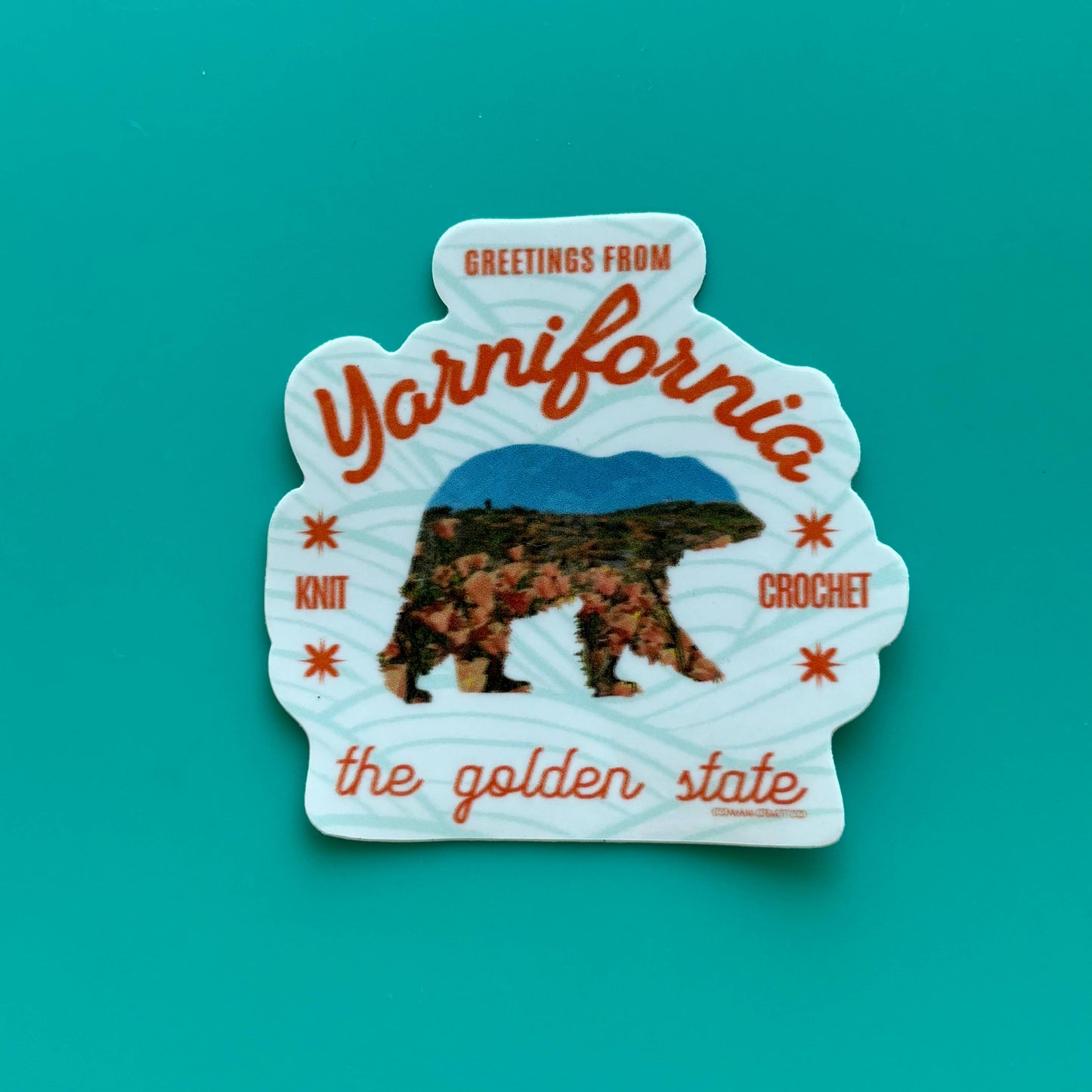 Yarnifornia - Vinyl Laptop Bottle Bumper Sticker California