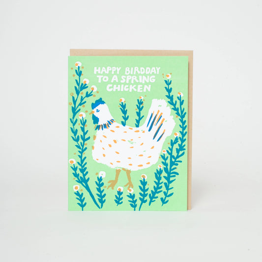 Spring Chicken Birthday Letterpress Card