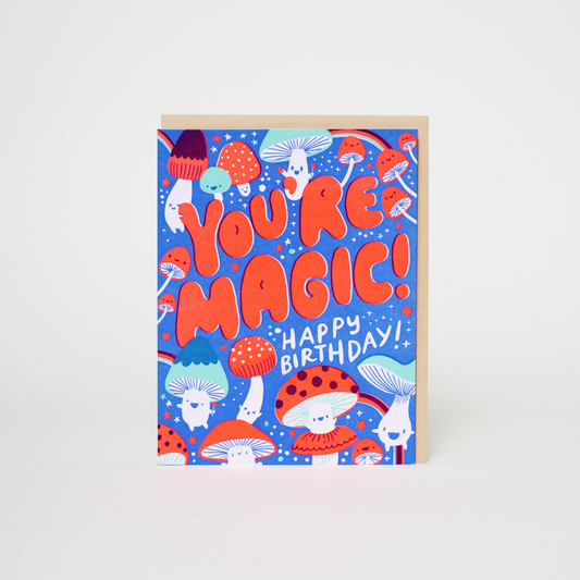 Birthday Magic Mushrooms Letterpress Card