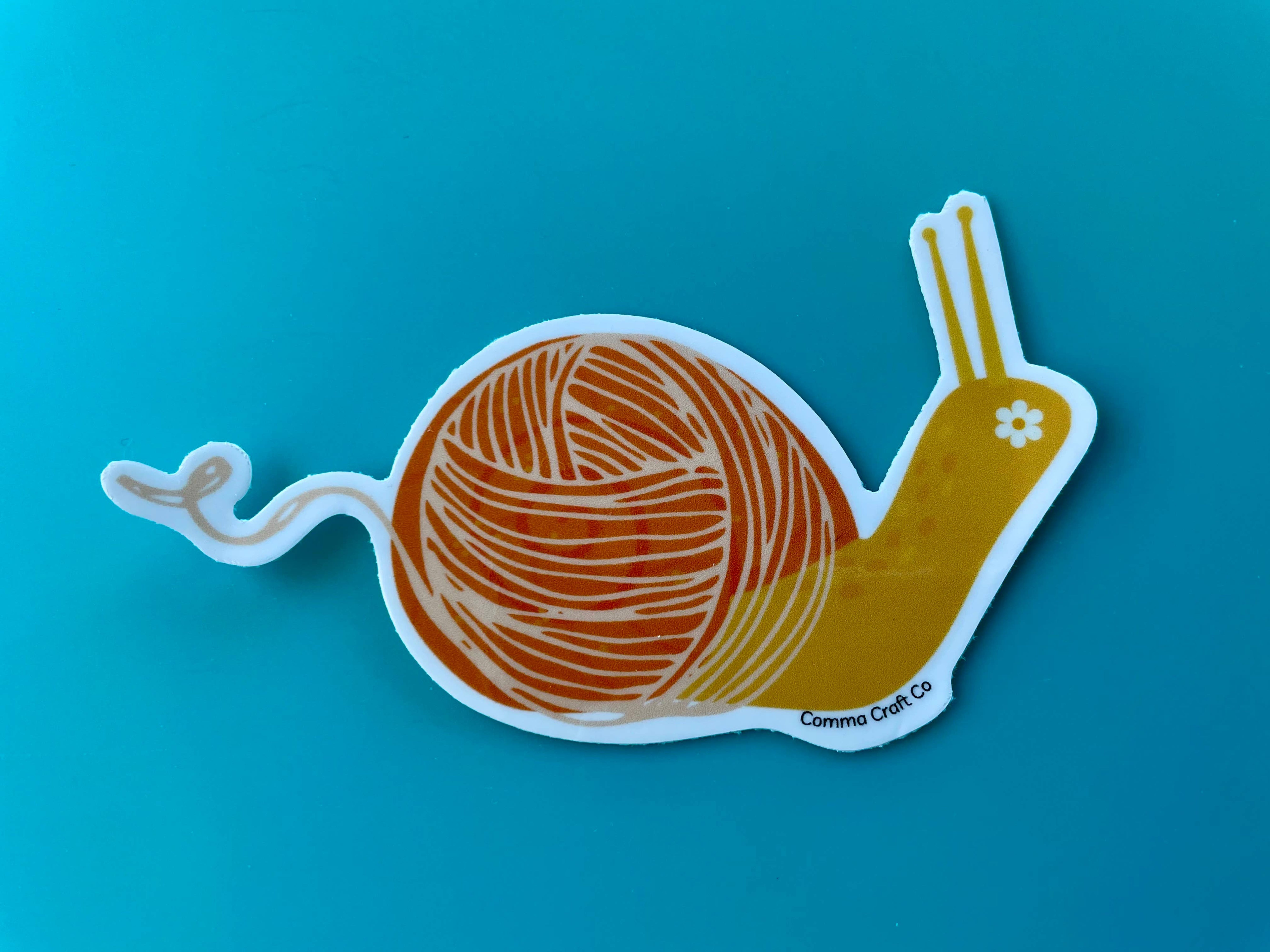 Vinyl Sticker - Yarn Snail Orange - Crochet Knitting – Cast Away Yarn Shop