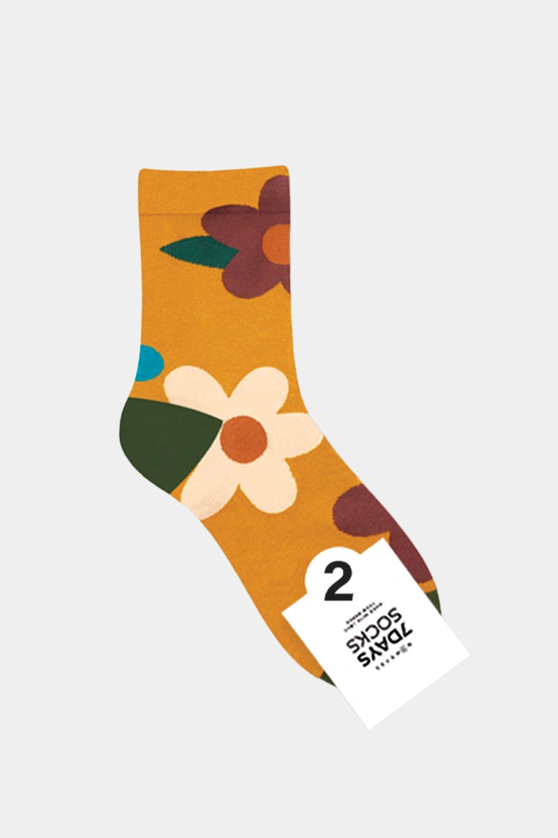 7DAYSSOCKS - Women's Crew Great Flower Socks KW-C-170-2