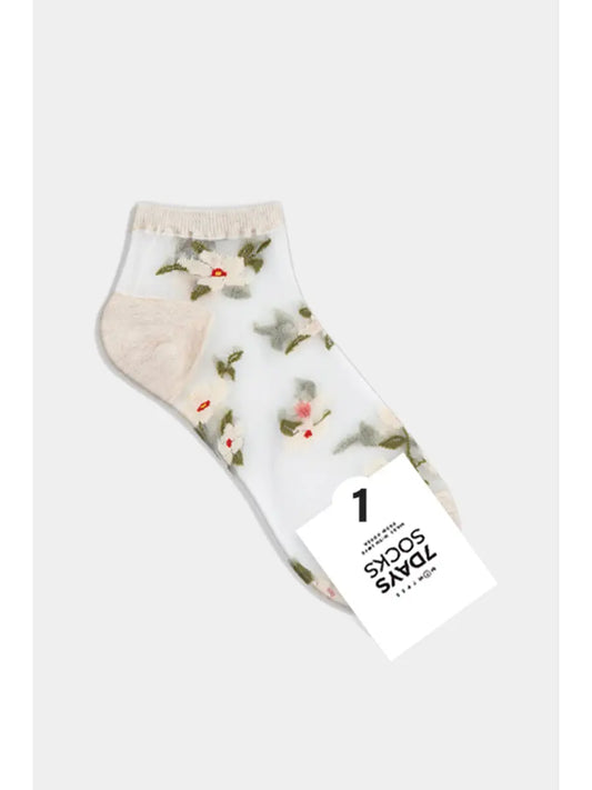 7DAYSSOCKS - Women's Ankle Sheer Flower Socks - W-S-050-1