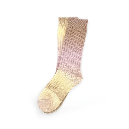 Rainbow Unicorn Birthday Surprise - Ombre Sunset Socks - Lavender / Light Yellow / Tan