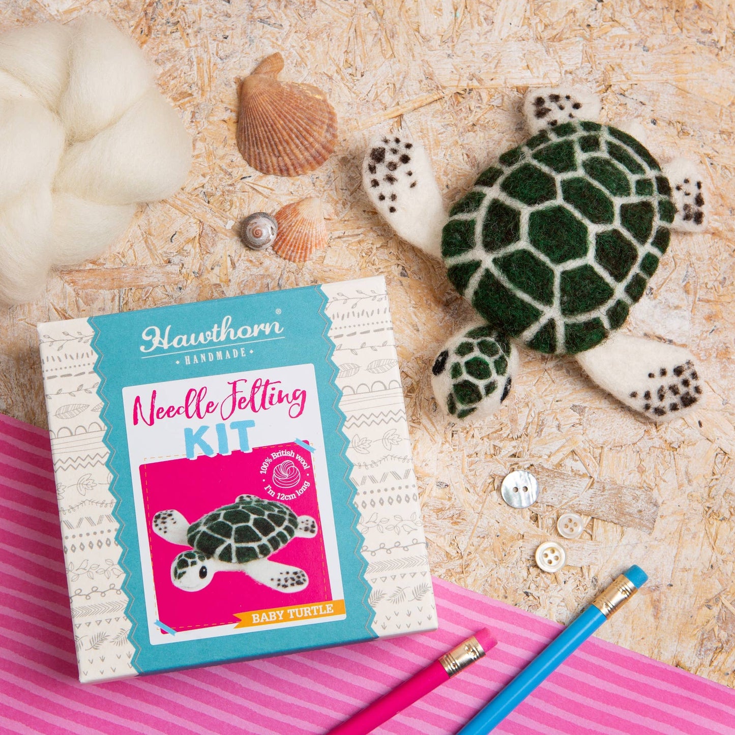 Baby Sea Turtle - Mini Needle Felting Craft Kit
