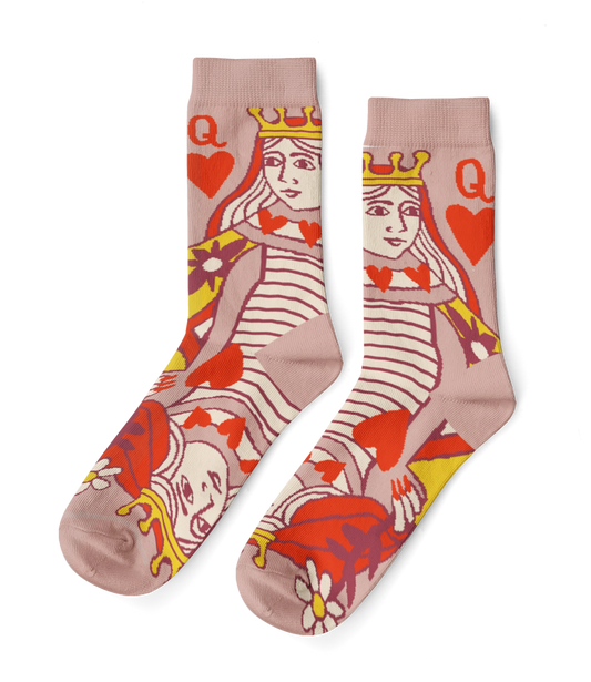 Yellow Owl Workshop - Queen of Hearts - Small Crew Socks