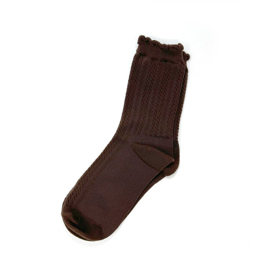 Rainbow Unicorn Birthday Surprise - Bright Ribbed Ruffle Jane Socks - Saddle Brown