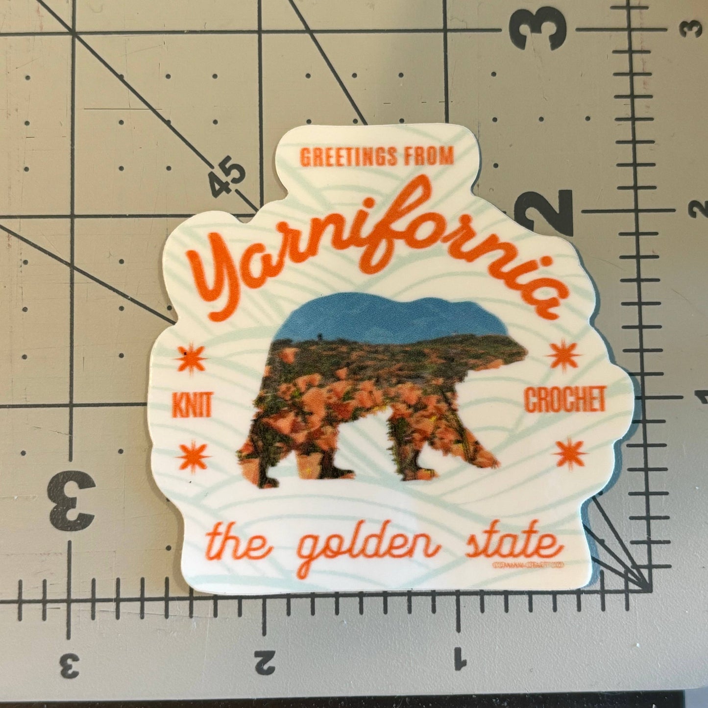 Yarnifornia - Vinyl Laptop Bottle Bumper Sticker California