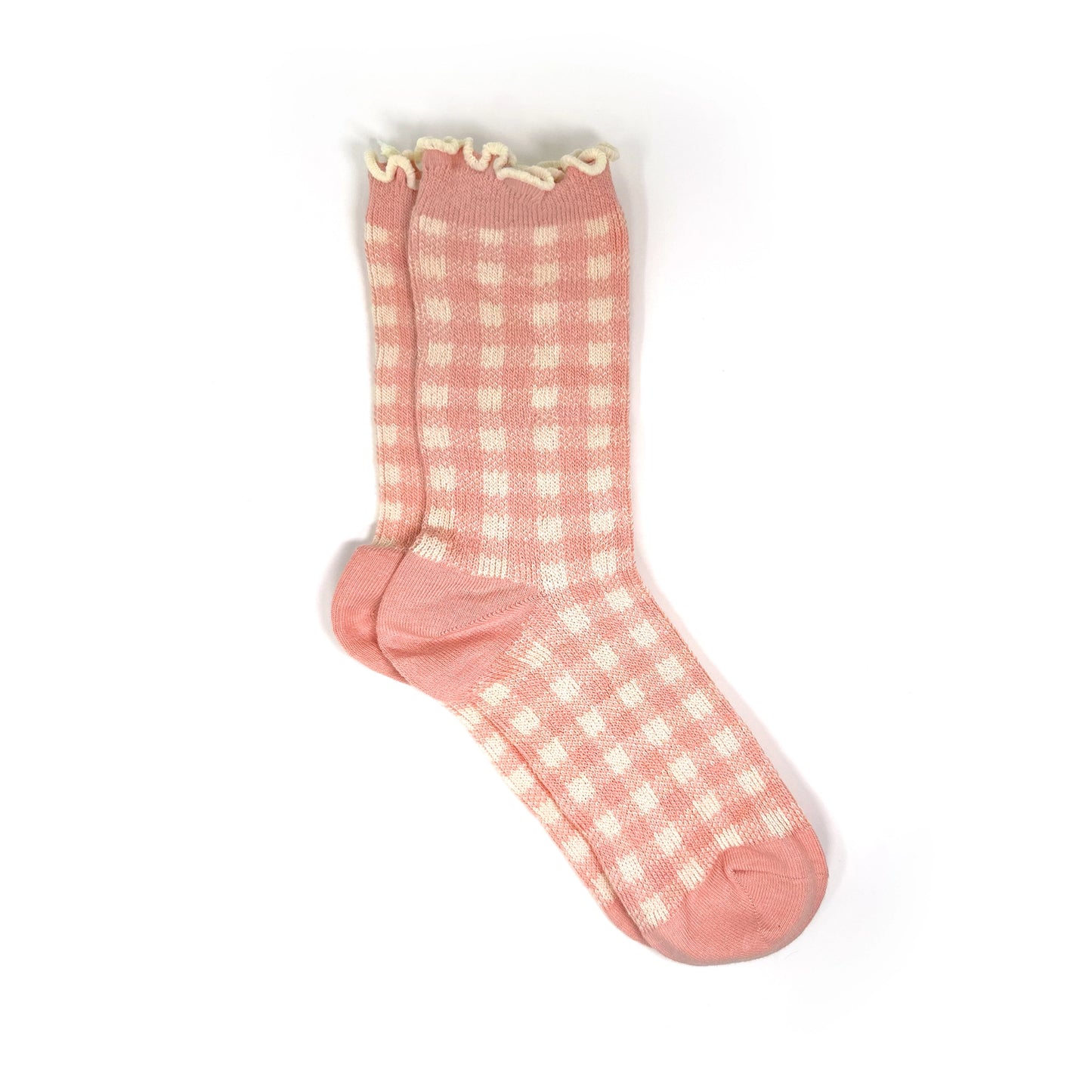 Rainbow Unicorn Birthday Surprise - Sweet Check Socks Salmon + Cream