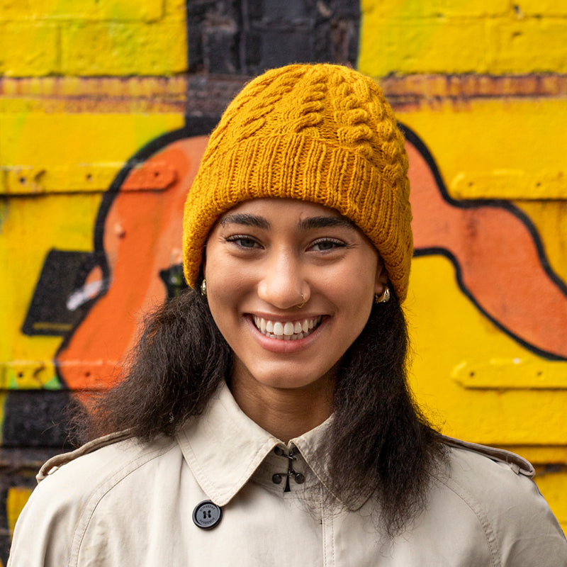 Toft Learn to Knit Cable Hat Kit - Yellow