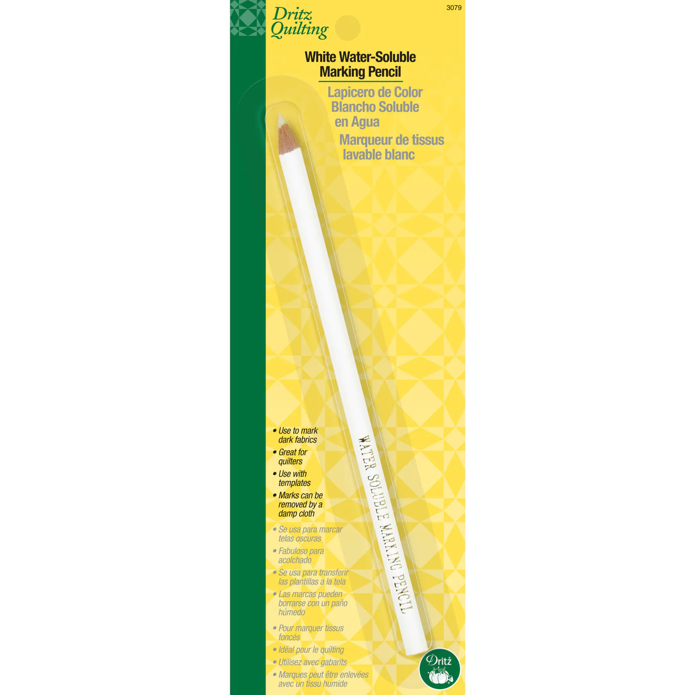 Dritz Water Soluble Fabric Marking Pencil - White